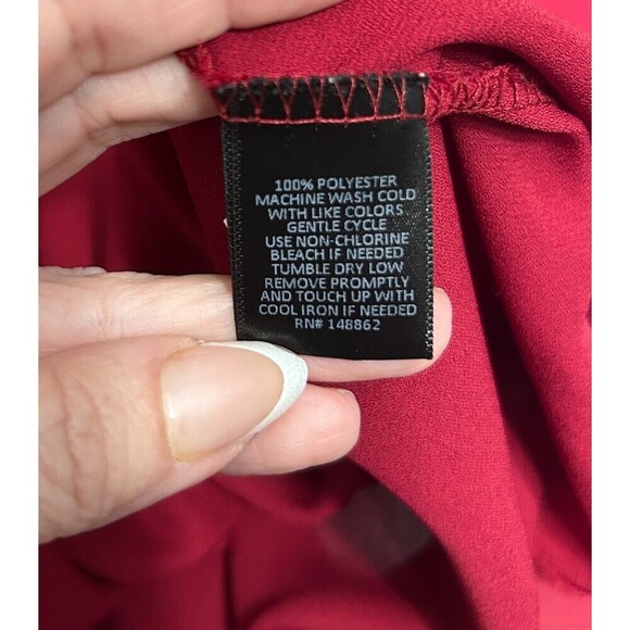Torrid 2X Red Georgette Cold Shoulder Ruffle Blouse Flowy Romantic Holiday Fairy - Picture 9 of 10